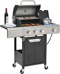 3 Burner Gas Grill with Cloth Cover – High-Powered 51000 BTU Burners Stainless Steel Construction Ample Cooking Space – Perfect for Backyard Barbecues Parties and Family Gatherings