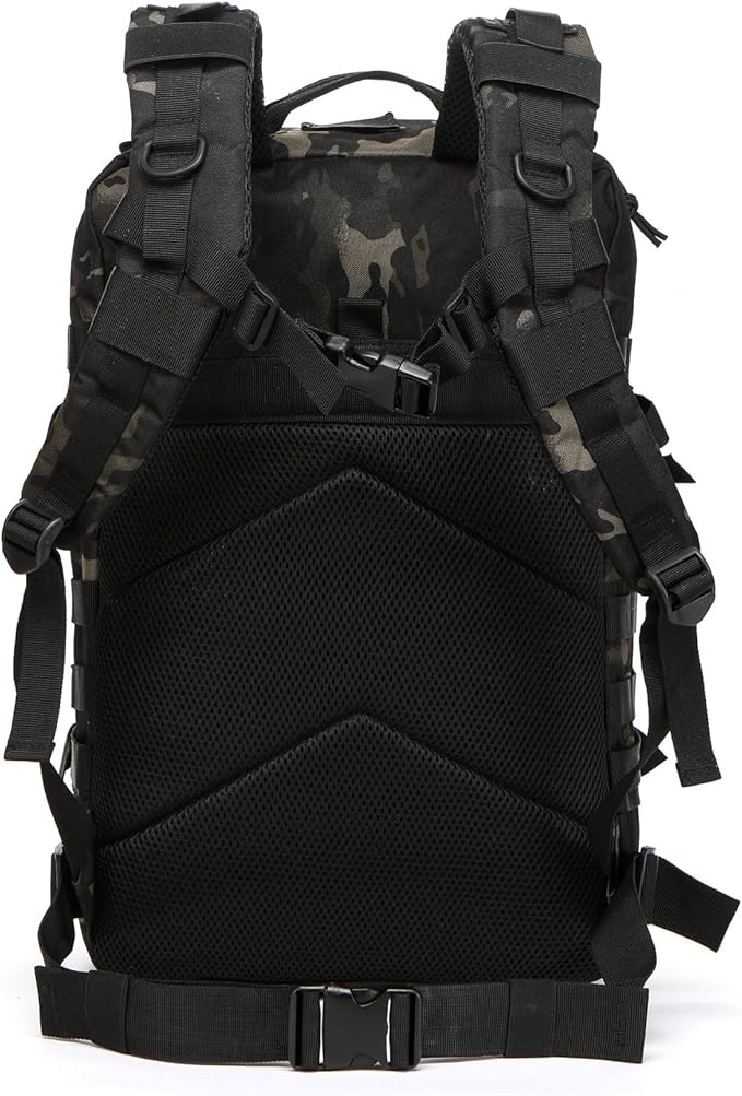 50L Sturdy Waterproof Fishing Hunting Bag Outdoor Military Tactical Sports Fitness Camping Hiking GYM Bag Backpacks (Camo black)