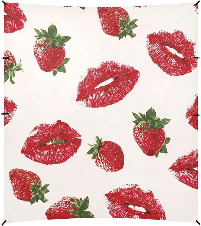 ALAZA Red Lips Strawberry Pattern Beach Tent Sun Shelter Portable Canopy Sunshade for Outdoor Camping Picnics Backyard Fun 10x9 ft