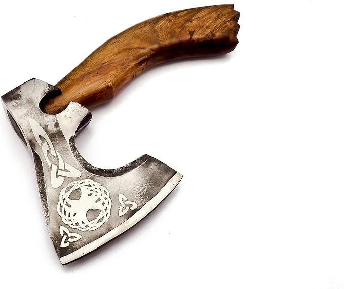 Custom Handmade Stainless Steel Viking Axe Bearded Axe with Gorgeous and Solid Wood Handle (Y-01)