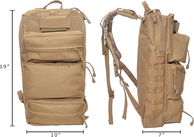 Tactical Backpack Range Bag Hydration Water Bladder Outlet Magazine Pouches 5 Compartment for Range Bag Bug Out Hiking (Beige)