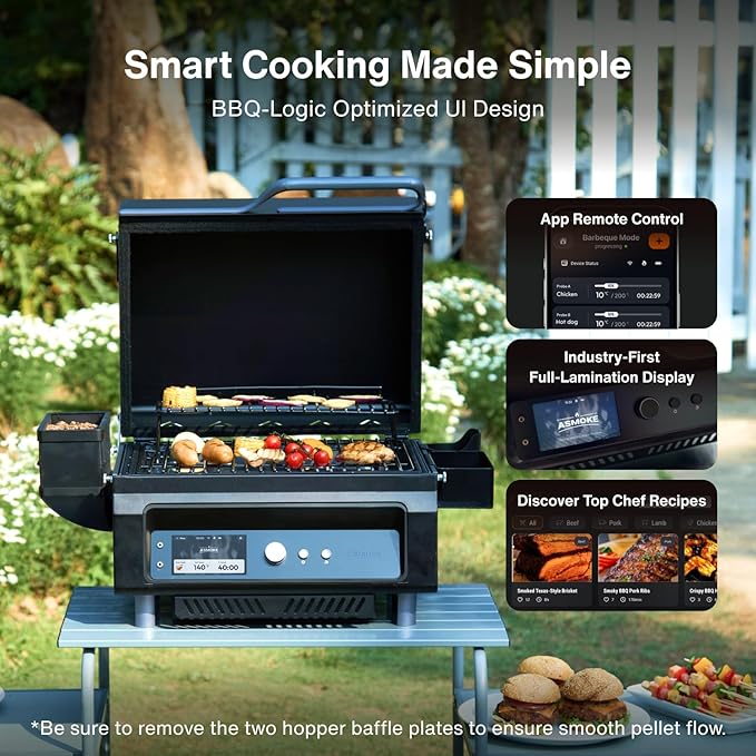 ASMOKE Smoker Guga’s Pick | Smart Portable Pellet Grill with 5 LCD Screen 8-in-1 BBQ 8H Battery Wi-Fi Control 271 sq.in ASCA Steam Tech PIN Precision Temp Fit for Camping Family Outdoor Cooking