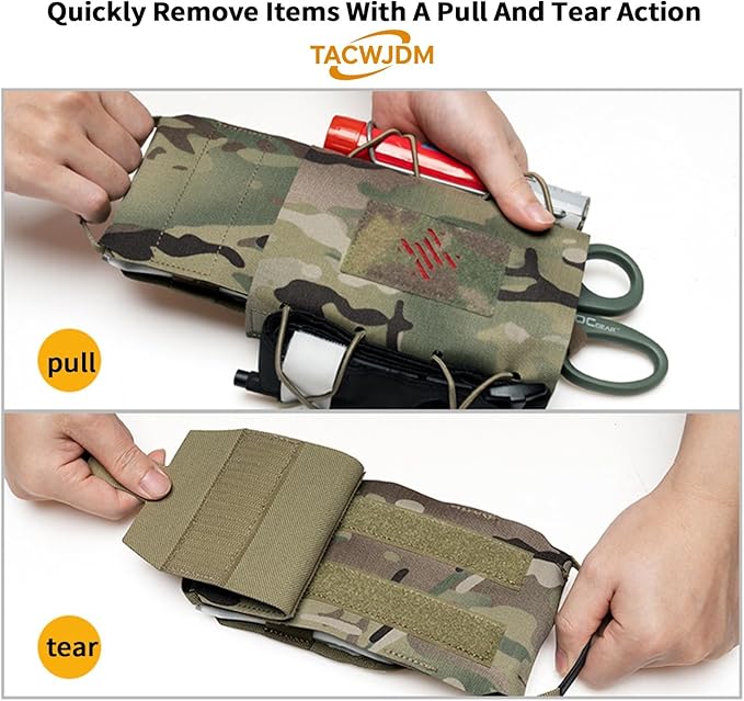 Tactical Medical Bag IFAK Pouch MOLLE First Aid Bag - Horizontal Two-Piece Quick Release Design for Belts Backpacks(OD)