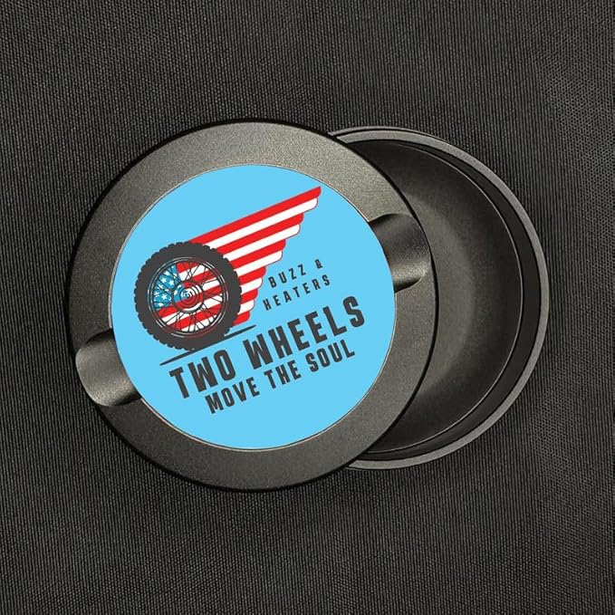 Buzz &amp Heaters Metal Container for Zyn | Metal Holder for Zyn |Metal Can for Zyn | Metal Container for Zyn Holder | Metal Pouch Cans for Zyn | Americana Gifts for Zyn| Two Wheels