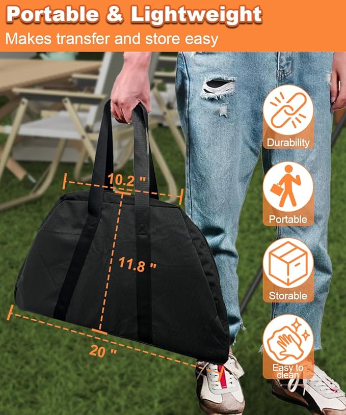 Mondazie Outdoor Fire Pit — 17 Inch Portable with Storage Bag for Camping Patio Heating Picnic and BBQ Trapezoid Diagonal Hollow Black
