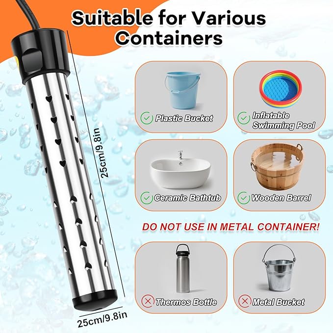 Portable Shower with Heater 2500mAh Rechargeable Portable Camping Shower Pump with Light 5 Gal Foldable Bucket Digital Display for Hiking Travel Pets &amp Car Washing Wartering Plants