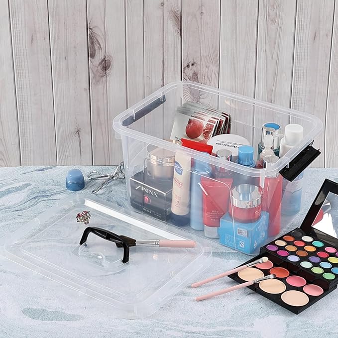 10 L Clear Plastic Storage Bin with Handle Latching Storage Box Bin with Lid 1 Packs