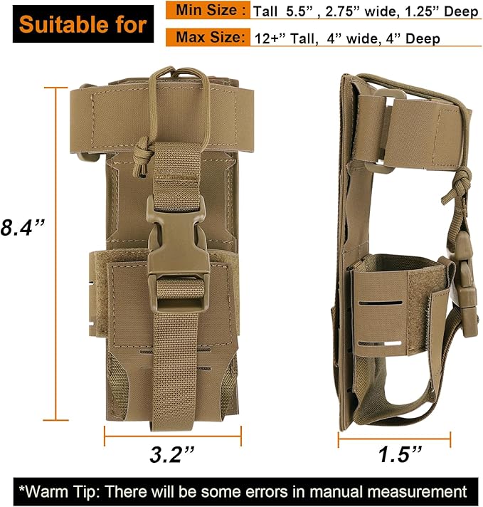 Molle Raido Pouch Tactical Radio Holster Holder Military Heavy Duty Pouches Bag for Two Ways Walkie Talkies Adjustable Storage Nylon Holders