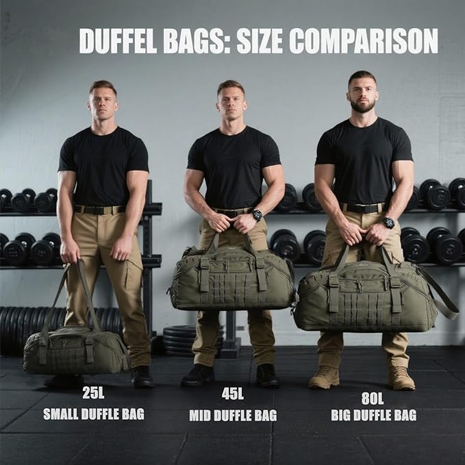 Miramrax Travel Duffle Bag Backpack for Men - Large Tactical Bags Weekender Gym Bag for Overnight Traveling Military Workout Deployment Sports (Green 80L)