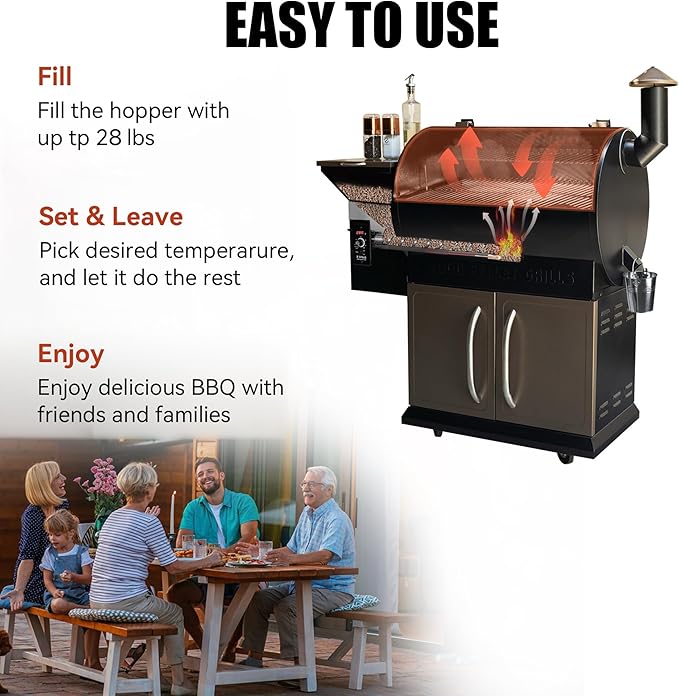 Z GRILLS 2026 Upgrade Wood Pellet Grill Smoker with PID Control Built-in Storage Cabinet Rain Cover 700 sq. in Cooking Area for Outdoor BBQ Smoke Bake and Roast