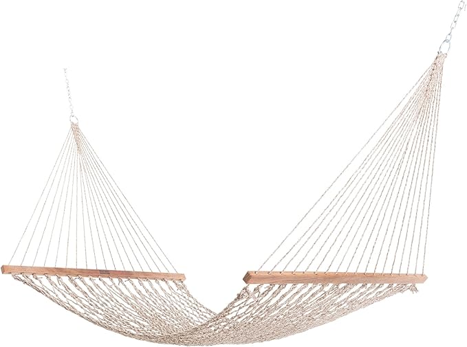 Nags Head Hammocks Single Antique Brown/Oatmeal Heirloom Tweed DuraCord Rope Hammock – 12 ft. x 50 in. 450 lb Capacity Galvanized Hardware Handcrafted in USA Free Chains &amp Tree Hooks
