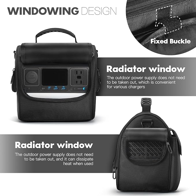 Portable Power Station Carrying Case Bag Compatible with Anker 521 Power Station Generator Protective Shoulder Bag Cover with Pocket for Outdoor Travel Camping Charging Accessories