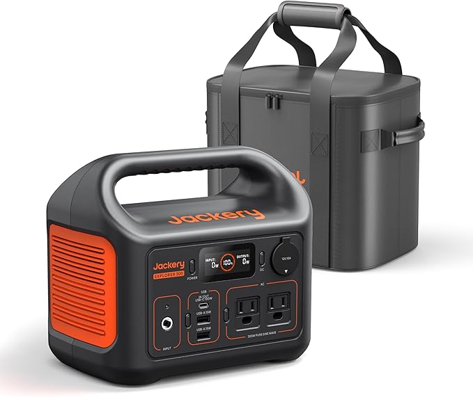 Jackery Portable Power Station Explorer 300 with Carrying Bag 292Wh Backup LiFePO4 Battery Solar Generator for Outdoors Camping Travel Hunting Blackout (Solar Panel Optional)