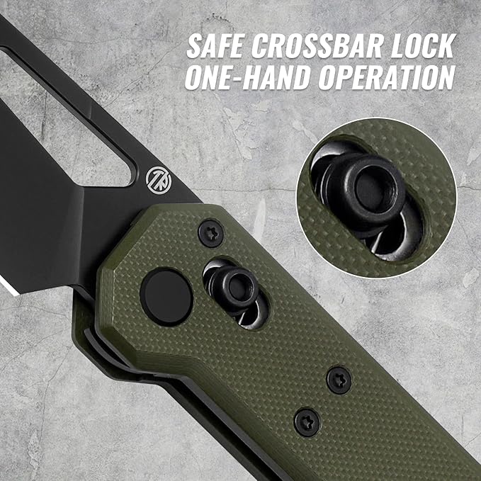TACRAY Tarcus Folding Pocket Knife 3.5 D2 Steel DLC Blade G10 Handle Lightweight EDC Knife with Crossbar Lock for Men and Women Ideal for Camping Hiking and Survival