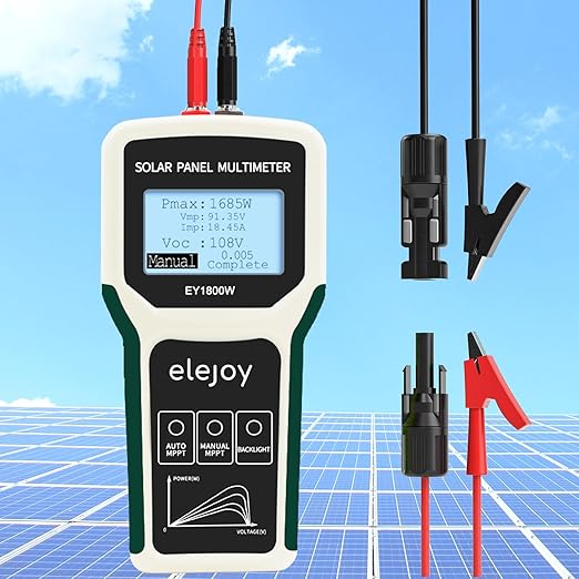 Upgrade 1800W Solar Panel Tester MPPT Photovoltaic Panel Multimeter Smart MPPT Tools for Testing Solar PV Panel Open Circuit Voltage &amp Troubleshooting LCD &amp Multiple Safety Protections