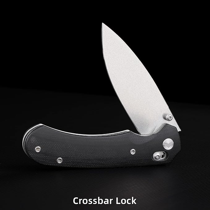 Folding Pocket Knife 3.31'' 154CM Blade EDC Knife Erogonomic Canvas Micarta Handle Pocket Knives for Men Hunting Hiking Survival Knives (Black)
