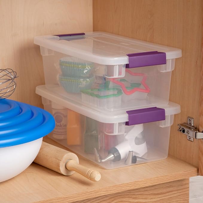Sterilite 48-Pack ClearView Latch Box Stackable Storage Organizer Bins for Home 6 Quart