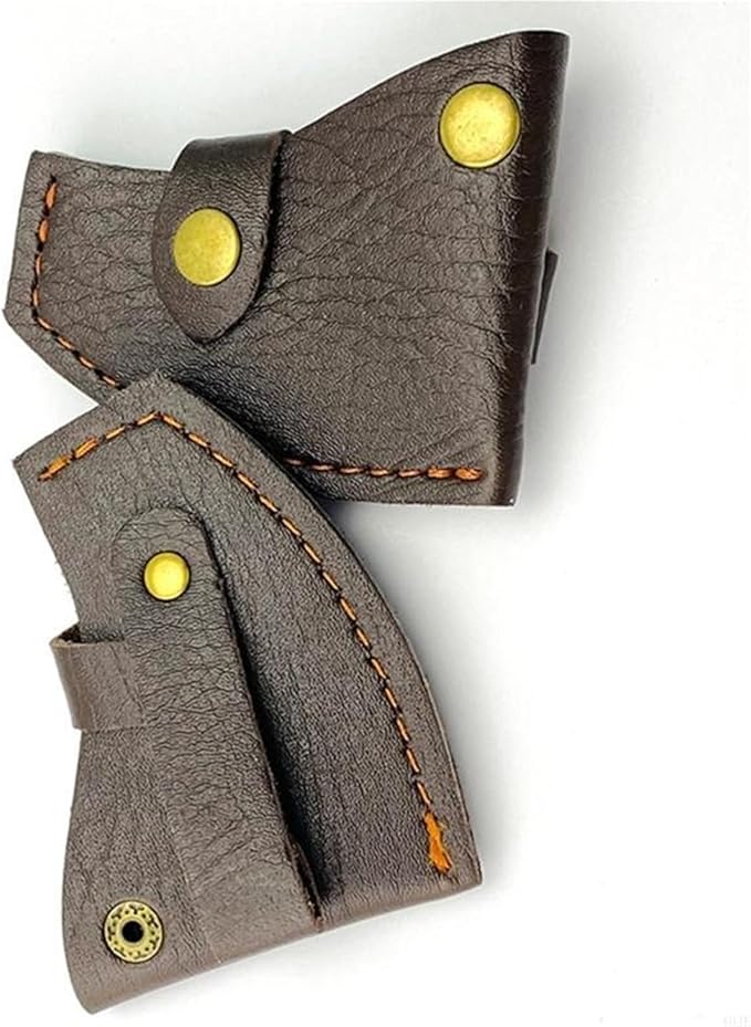 PU Leather Axes Sheath Waist Mount Axes Head Cover with Button Clip Hatchets Sleeve for Outdoor Camping Blade Protection