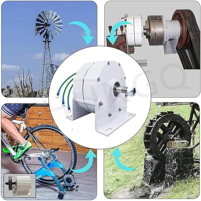 3000W 5000W 6000W 8000W 9000W 10000W Permanent Magnet Generator 12V 24V 48V Wind Turbine Generator Windmill Exercise Bike Hydro Turbine Electric Motor DIY Your Own Horizontal Wind Turbine12V-3000W