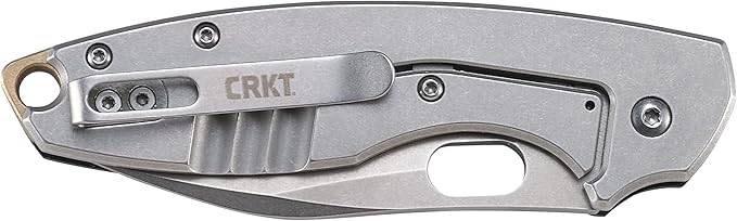 CRKT Pilar III EDC Folding Pocket Knife:D2 Blade Steel Compact Everyday Carry Satin Blade with Finger Choil Thumb Slot Open Frame Lock Stainless Handle Reversible Pocket Clip 5317D2