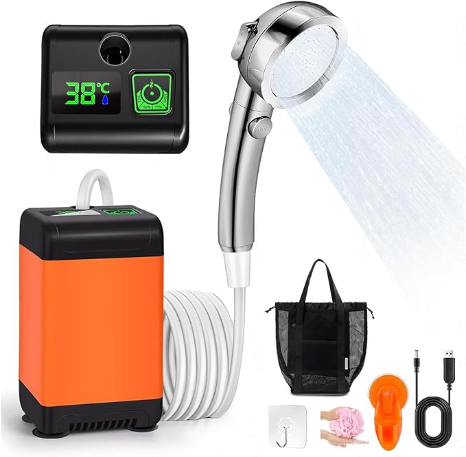 Camping Shower Pump 7800mAh Rechargeable Portable Showers 3 Pressure Levels Outdoor Shower Portable for Outdoor Shower Pet Bath Car Washing