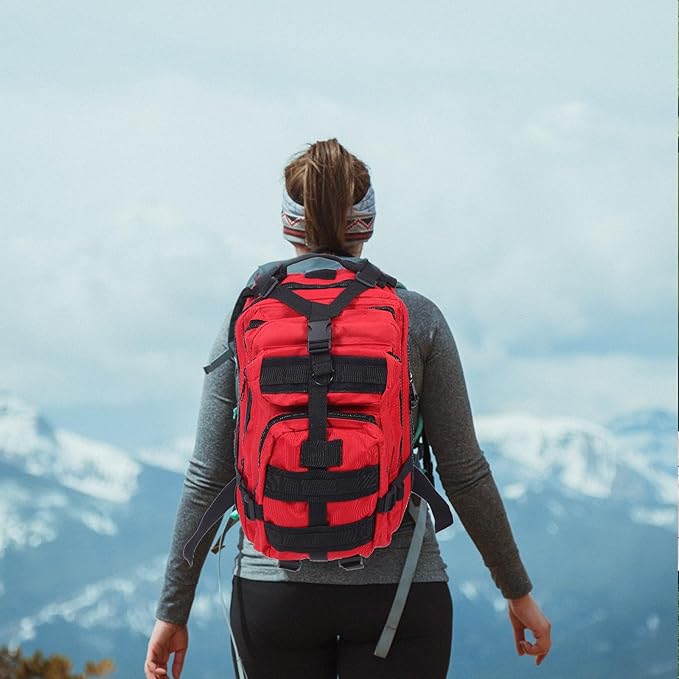 BESTonZON Outdoor Tactical Backpack Double Shoulder Bag Red 3p Modular Design Camping Hiking Mountaineering Storage Tools Bag for Outdoor Training and Travel