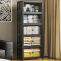 SAILUN 81Gal/325Qt Stackable Storage Bins Folding Collapsible Storage Bins with Lid Closet Organizers and Storage Box with Door Black 22 W x 13 D x 62 H