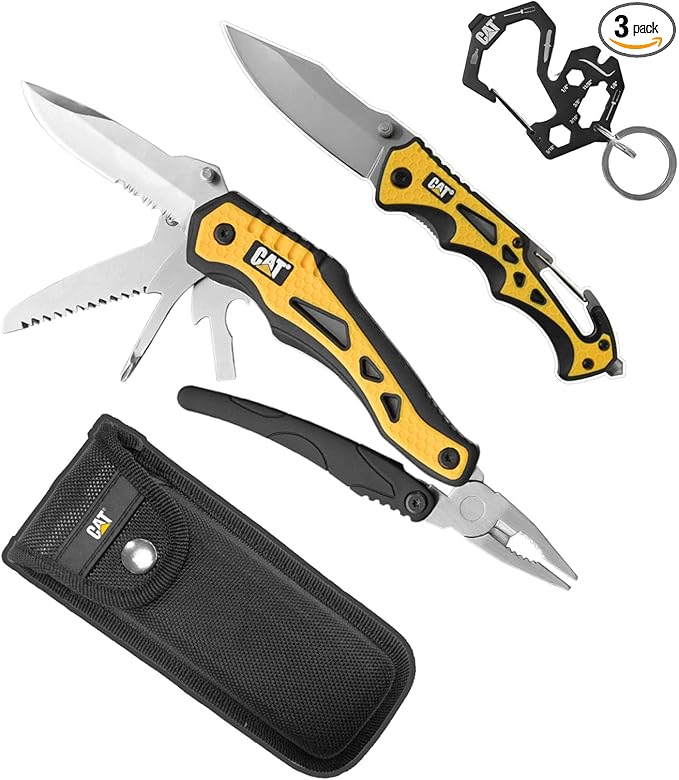 Cat 3 Piece 10-in-1 Multi-Tool Knife and Key Chain Gift Box Set - 240357