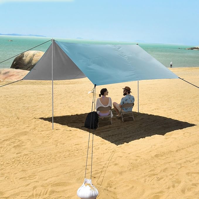 Deep Blue Gradient Beach Cabana Tent UPF50+ Water-Resistant Sun Shelter with Carrying Bag for Camping Trips Fishing Backyard Fun or Picnics
