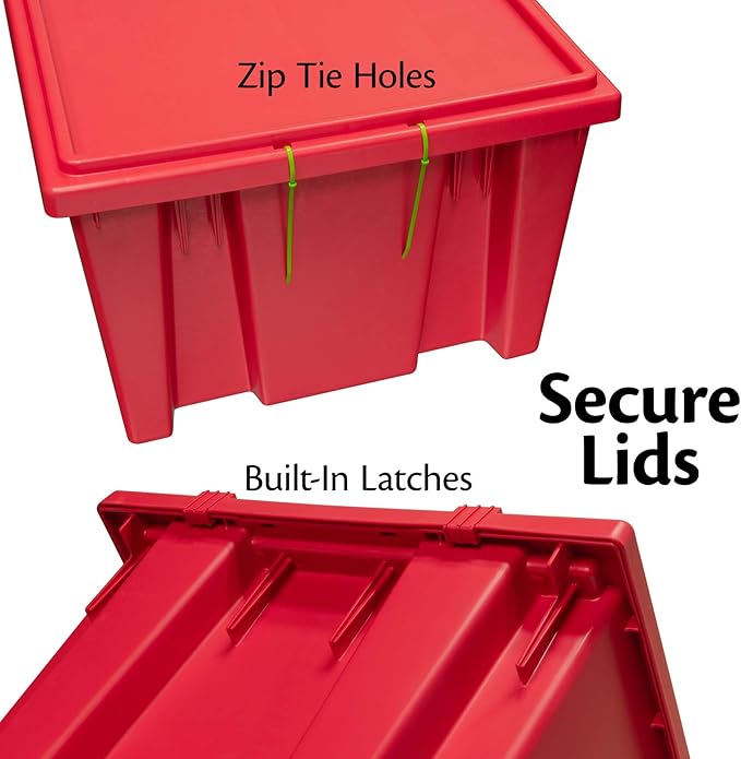 Akro-Mils 35181 Lid for 35180 and 35185 Plastic Nest and Stack Storage Tote Red (6-Pack)
