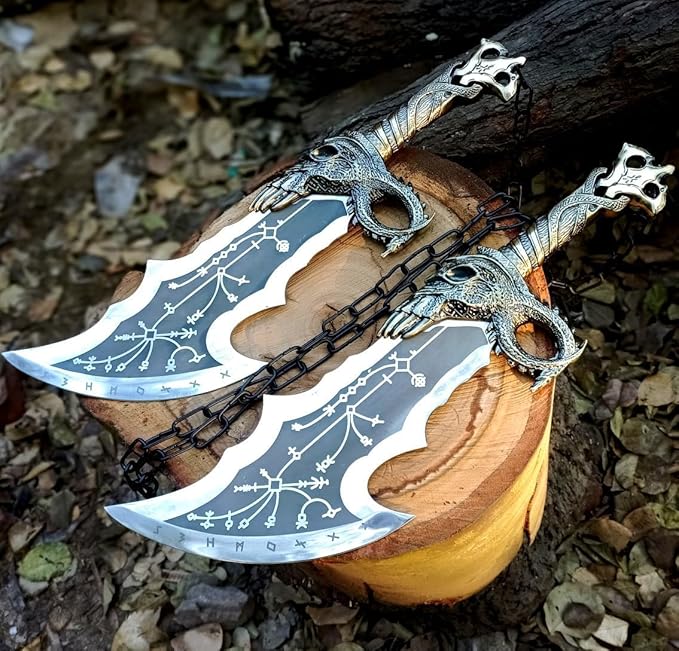Forest Hunting | God of Wars Blades of Chaos Metal God of Wars GOW Blades of Chaos Sword Twin Blades Sword Kraatos Metal Cosplay Weapon Prop 1:1 Replic Viking Gifts Men (Blades of Chaos Sword)