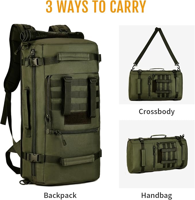 HUNTVP 50L 3 Way Tactical Backpack Military MOLLE Assault Backpack Modular WR Bag