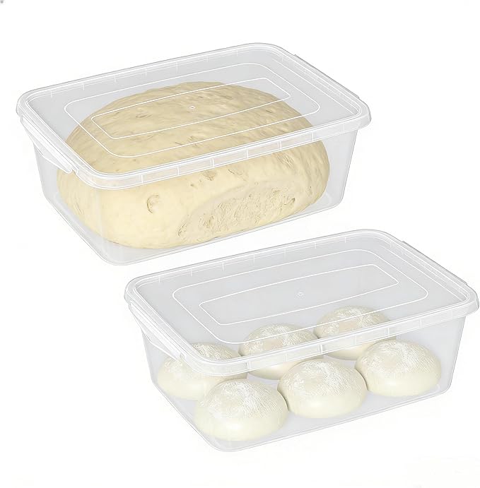 2 Packs 16 L Food Storage Containers with Latching Lid Pizza Dough Proofing Box Clear Pizza Dough Containers