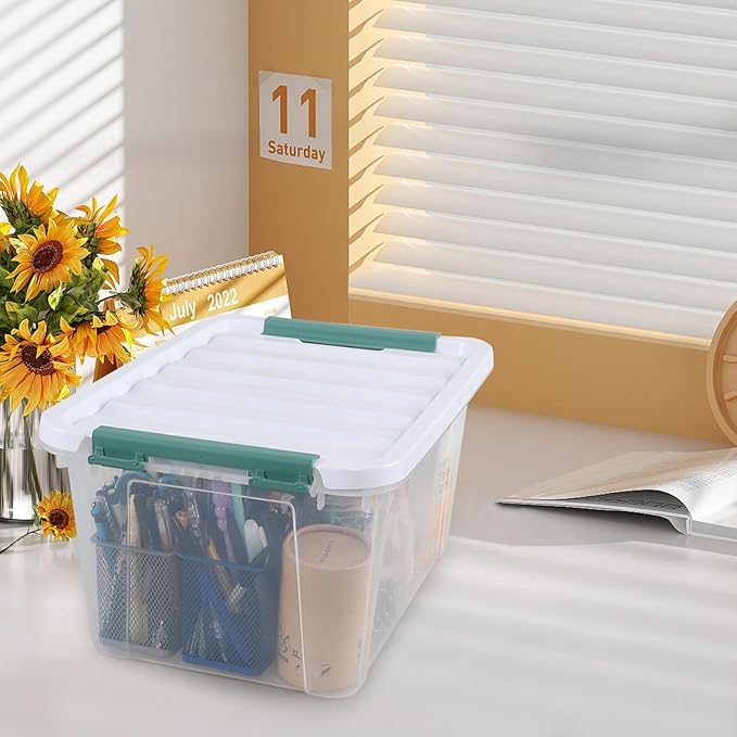 20 Quart Clear Stackable Storage Box 6-Pack Plastic Storage Container with Latching Lid