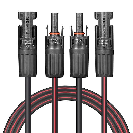 Solar Cable 30 Feet 2x12 AWG Twin Wire Solar Extension Cable Copper Strand with Female and Male Connectors on Both Ends Solar Panel Cable Wire &amp Adaptor for Home Shop and RV Solar Panels