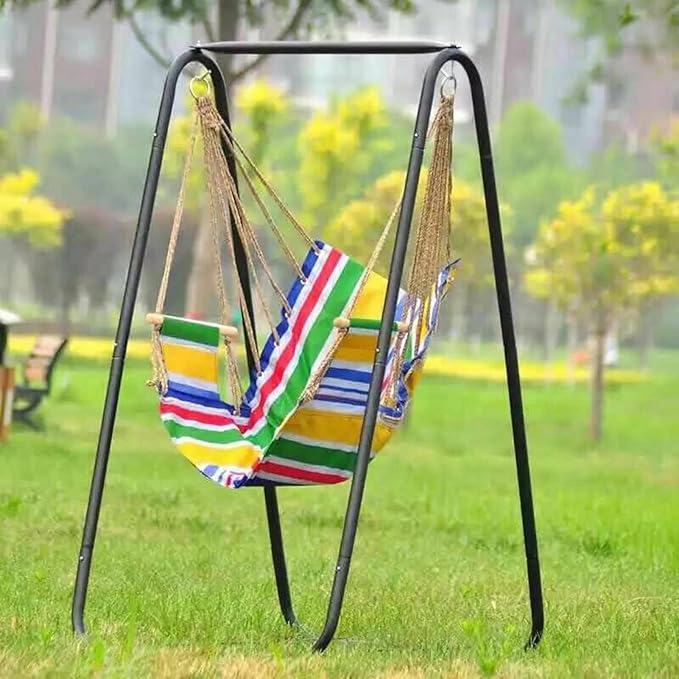 Hammock Chair Stand Fit for Most Hanging Chairs A-Shaped Strong Load Bearing Anti-Deformed Hammock Chair Stand Swing Seat Metal Support Rack Black
