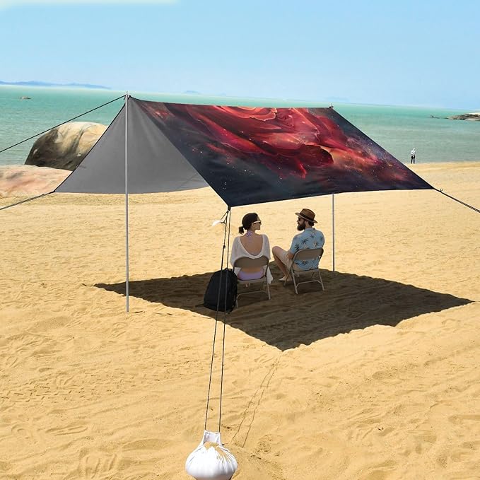 ALAZA Rose Isolated Nebula Beach Tent Sun Shelter Portable Canopy Sunshade for Outdoor Camping Picnics Backyard Fun 10x9 ft