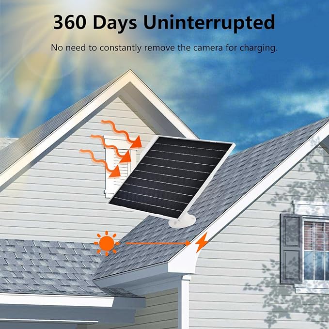 9W Solar Panel for Security Cameras IP65 Waterproof with 360° Bracket &amp 9.8FT Cable 5V Solar Power for Rechargeable Battery Cameras (USB-C/Micro USB)