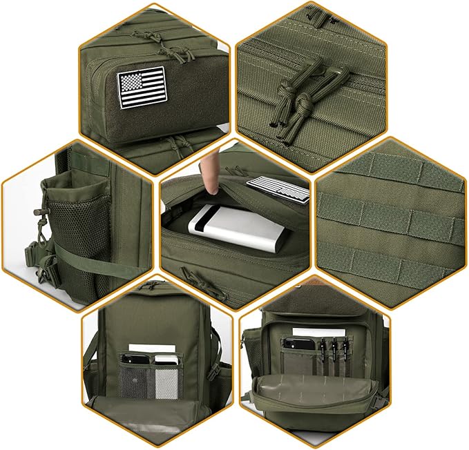 QT&ampQY 25L/45L Military Tactical Backpack For Men Molle Daypack 3 Day Bug Out Bag Hiking Rucksack With Bottle Holder