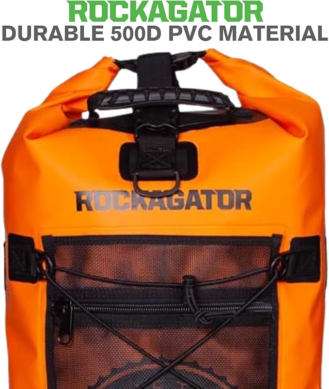 Rockagator Kanarra 90L Waterproof Backpack for Camping Hiking Mountaineering Backpacking Hunting Fishing Canoeing Outdoor Activities The Wet Outdoors - Large Capacity Roll Top Closure Orange