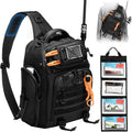 18L Fishing Sling Bag with Removable Lure Wraps and Rod &amp Beverage Holder Tackle Bag for Fishing Gear