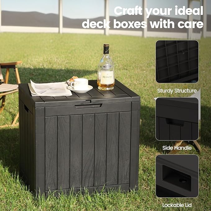 Zapdos 31 Gallon Outdoor Storage Box Deck Box for Indoor and Outdoor Use Waterproof Resin Storage Bin for Package Delivery Patio Cushions Gardening Tools Lockable UV Resistant Black