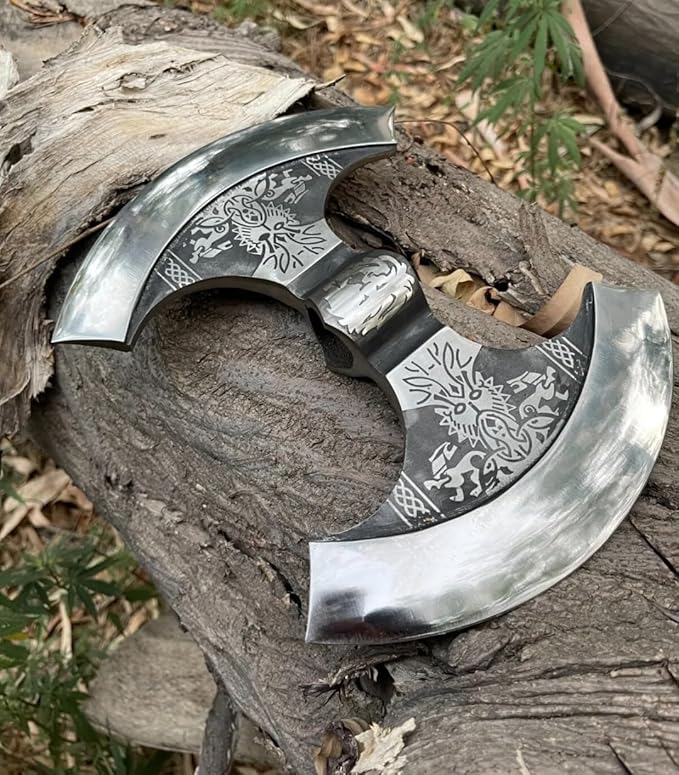 Empire Handmade Carbon Steel Viking Beautiful Double Edge Axe Head - Bearded Axe - Hand Forged Axe Head with Leather Sheath by Empire Industry
