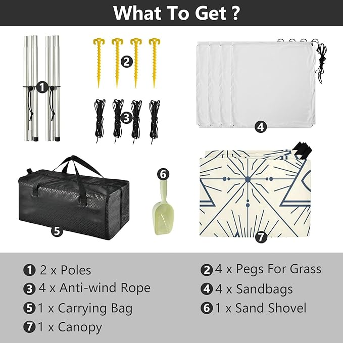 xigua Eye Pattern Beach Tent Sun Shelter with Carrying Bag - Silver Coated Oxford Fabric Beach Canopy for Beach Camping Fishing - Includes Windproof Ropes Sandbags &amp Stakes