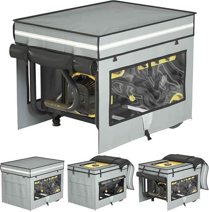 Generator Covers While Running 28L x 20W x 20H Heavy Duty Waterproof Generator Covers for Outside Compatible with 3000W-5000W Frame Generator All Season Protection for Generator（Gray）