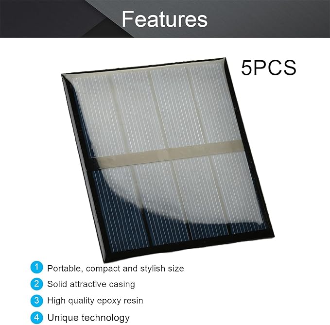 Fielect 5pcs 2V 0.6W Solar Panel Polysilicon Mini Solar Cells DIY Electric Toy Materials for Battery Power LED 82x70mm