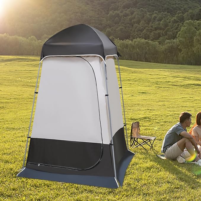 Camping Shower Tent Portable Shower Camping Toilet Removable Bottom with Carry Bag Outdoor Shower Tent Privacy Camping Shower for Camping Hiking Beach and Backyard Use(Coffee)