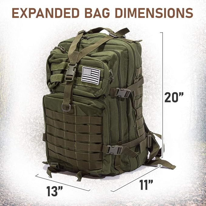Bug Out Bag Backpack - 50L Tactical Backpack - Great for Survival Essentials (Purple)