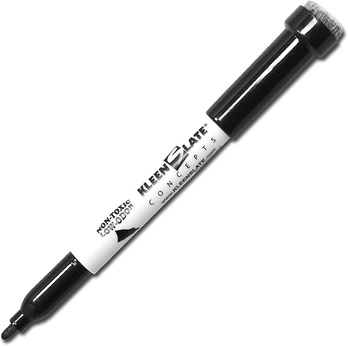 (24) KleenSlate Black Low Odor Dry Eraser Markers with Eraser Bullet point