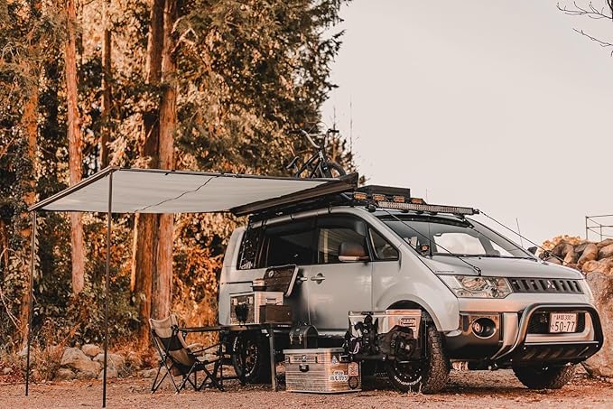 DANCHEL OUTDOOR Car Awning 6.5x9.8ft Roof Rack Pull-Out Sun Shelter Canopy Waterproof 4x4 Vehicle Side Overland Awning Camping Gray